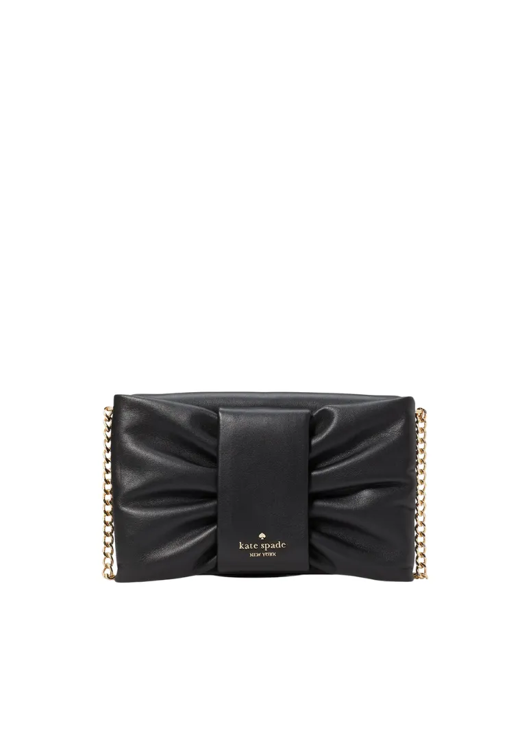 ( AS IS ) Kate Spade Millie Crossbody Bag Bow Flap In Black KC489