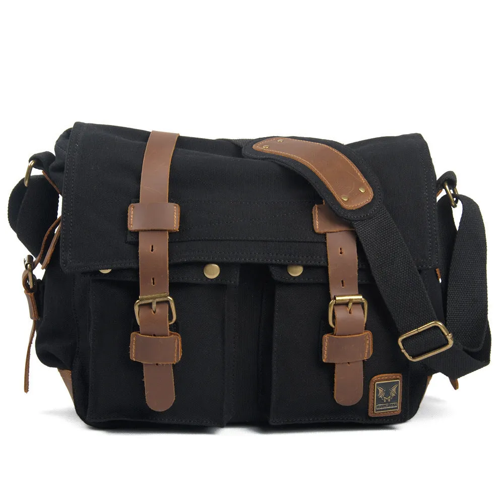 14'' Canvas And Leather Messenger Bag Mens Canvas Courier Bag Canvas Messenger Bags