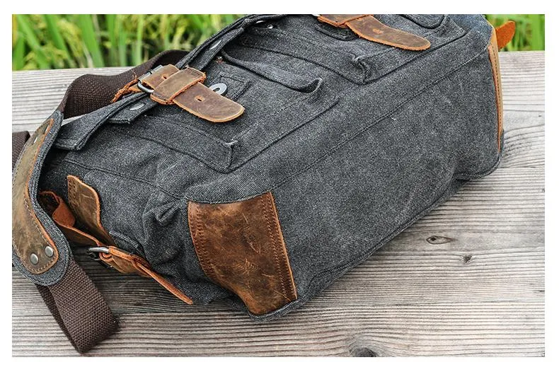 14'' Canvas And Leather Messenger Bag Mens Canvas Courier Bag Canvas Messenger Bags