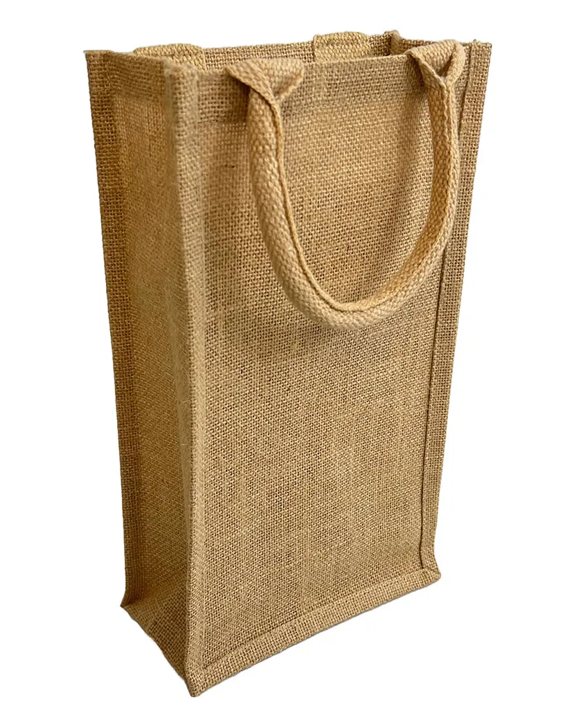 6 ct Natural Jute Wine Bags / Burlap Wine Tote Bags with Removable Dividers - By Bundle