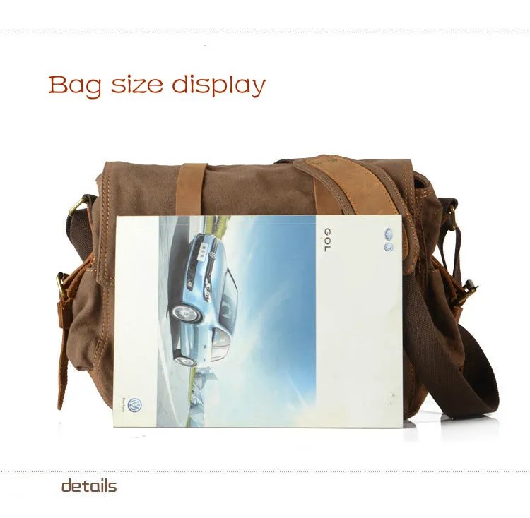 Arxus  15.6"-17.3" Men's Messenger Bag Vintage Canvas Leather Military Shoulder Laptop Bag