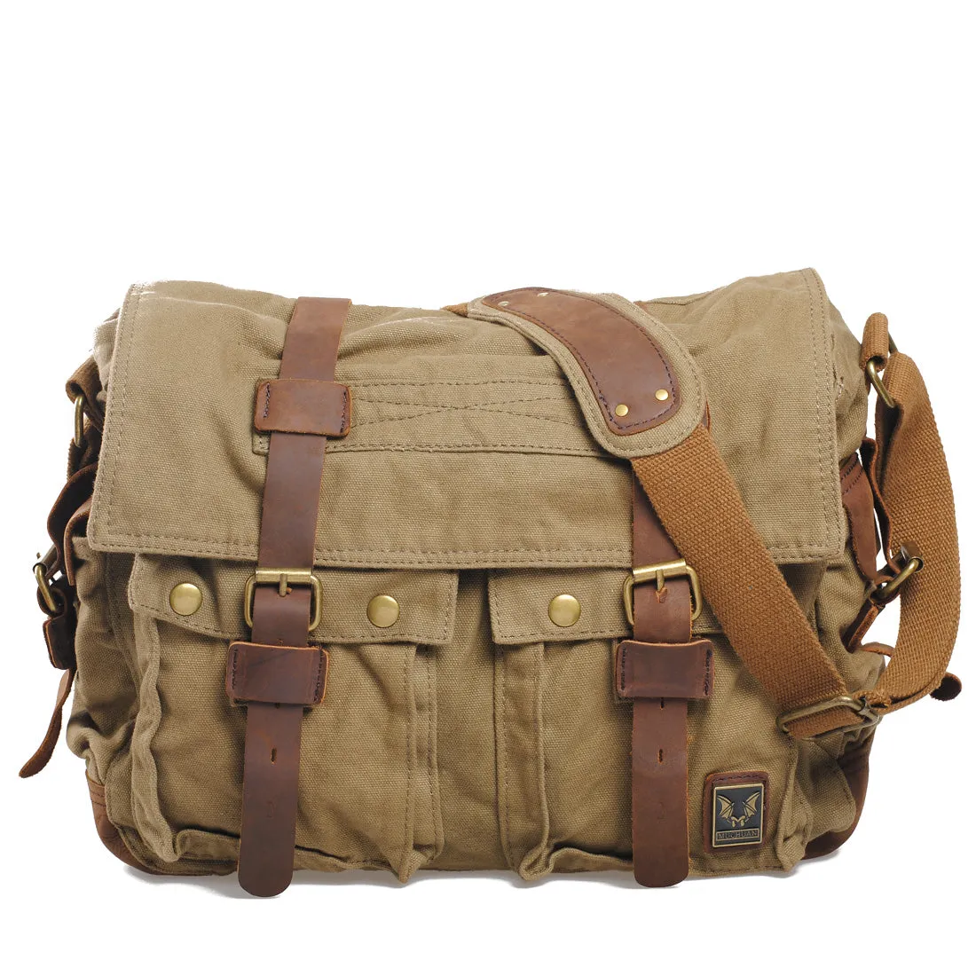 Arxus  15.6"-17.3" Men's Messenger Bag Vintage Canvas Leather Military Shoulder Laptop Bag