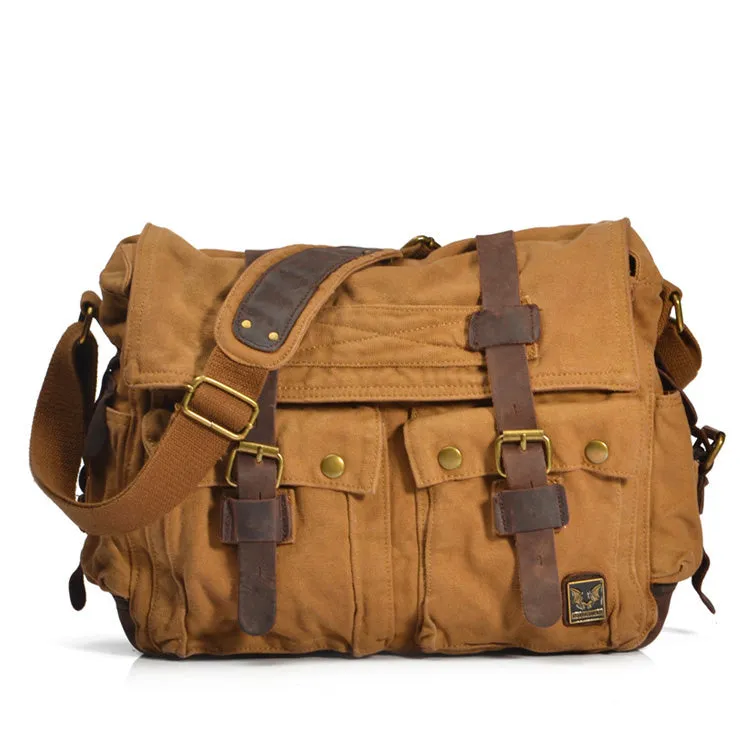 Arxus  15.6"-17.3" Men's Messenger Bag Vintage Canvas Leather Military Shoulder Laptop Bag