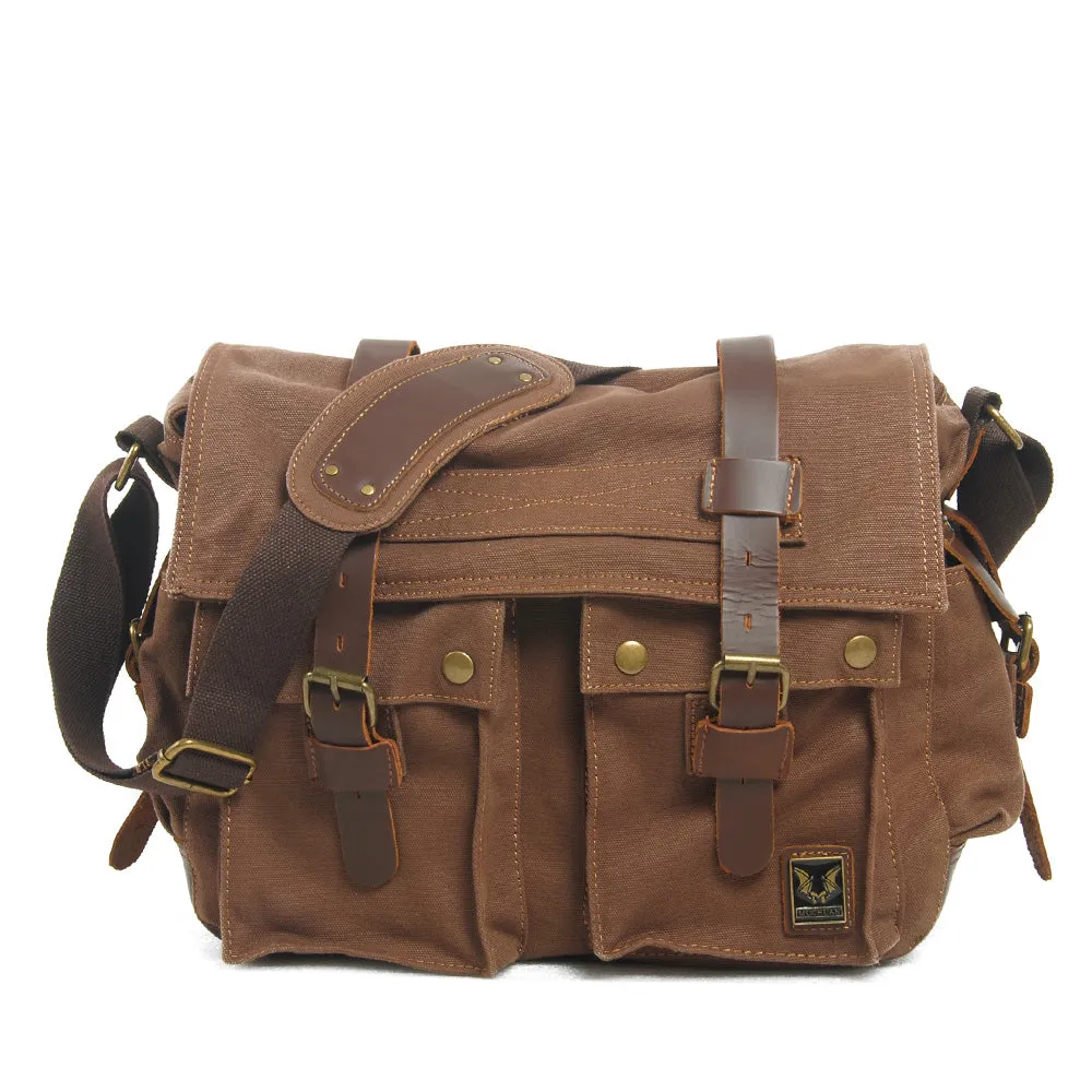 Arxus  15.6"-17.3" Men's Messenger Bag Vintage Canvas Leather Military Shoulder Laptop Bag