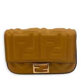 Baguette Nano Yellow Crossbody Bag in Calfskin, Gold hardware