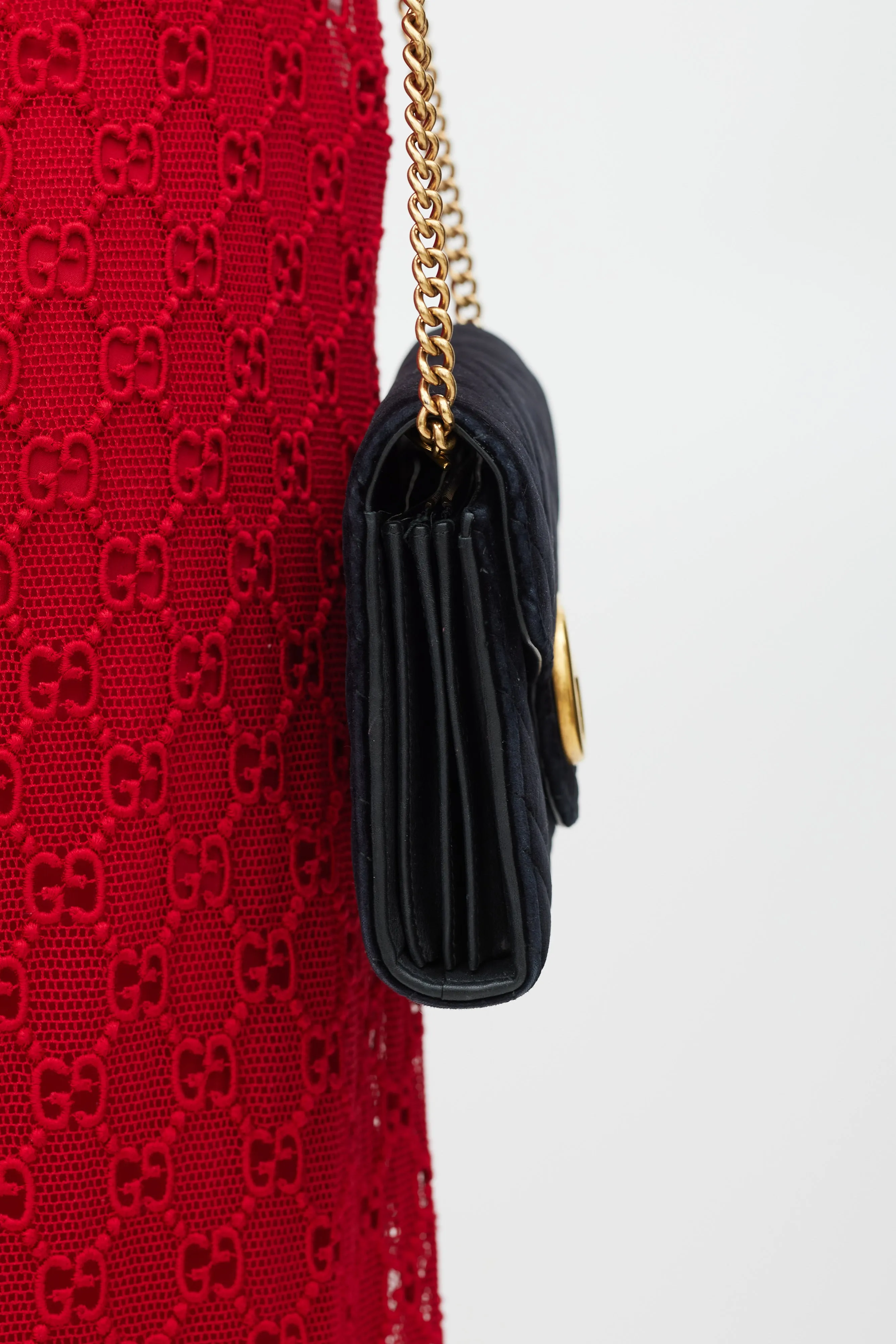 Black & Gold Velvet Marmont Bag