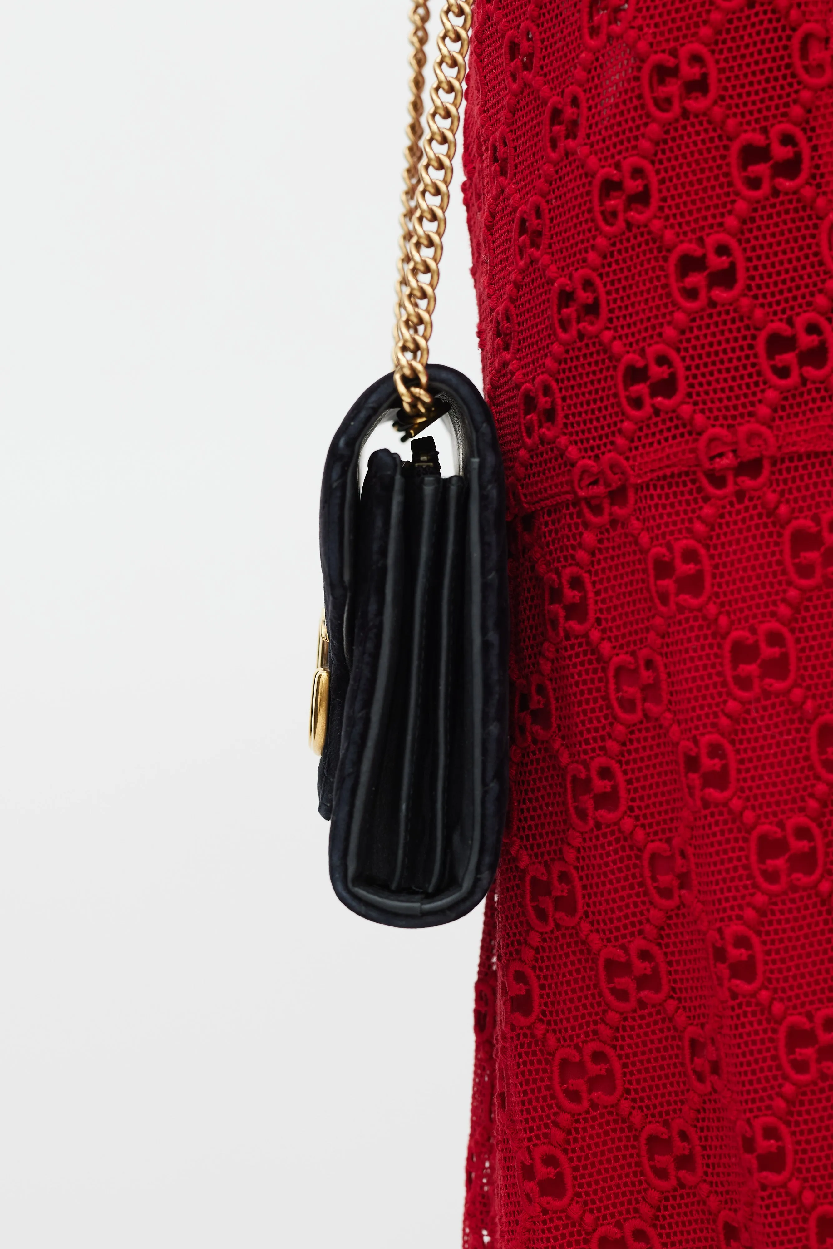 Black & Gold Velvet Marmont Bag