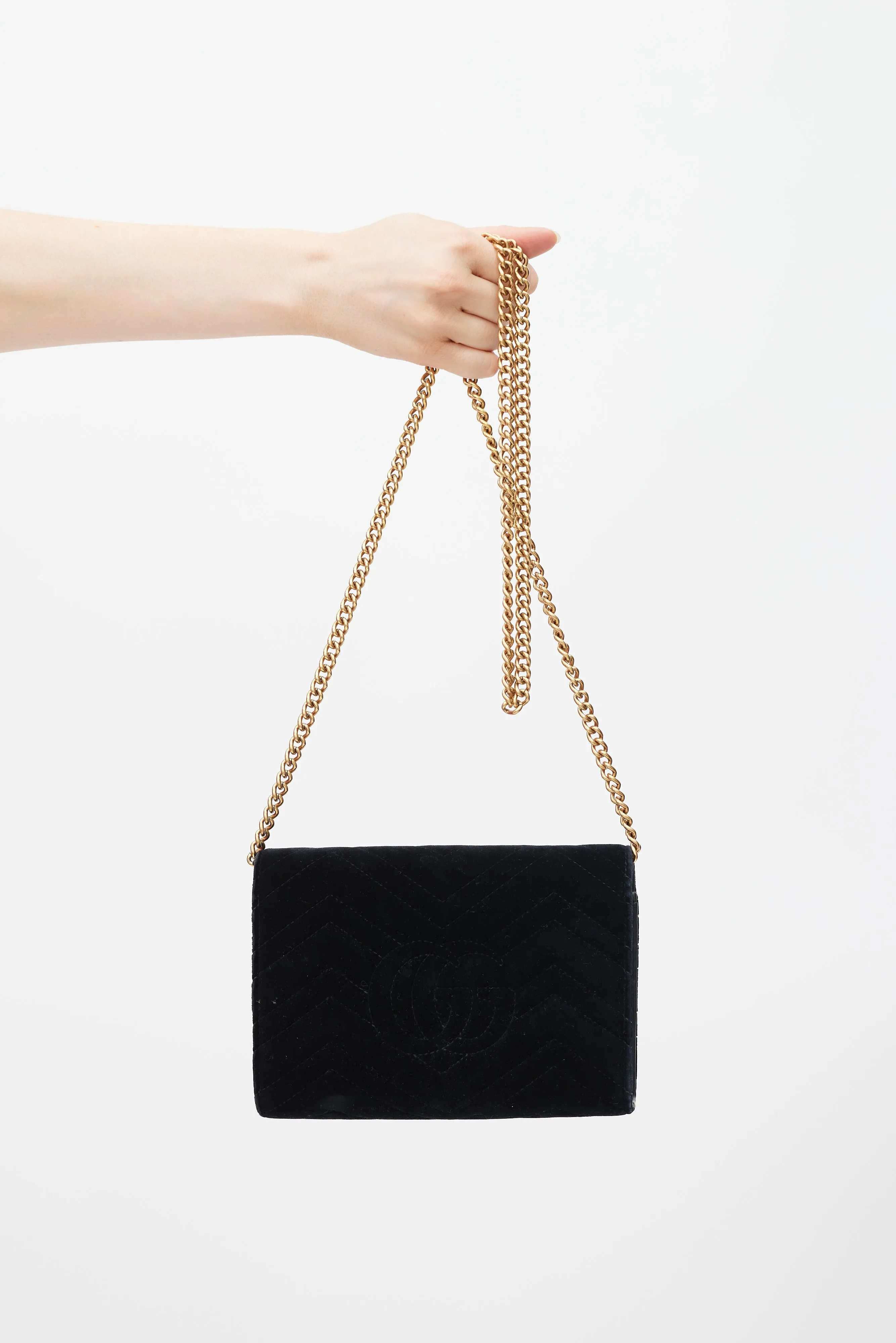 Black & Gold Velvet Marmont Bag