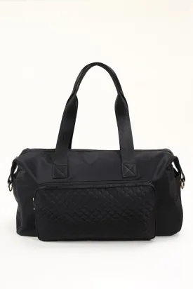 Black Nylon Weekender Duffle Bag