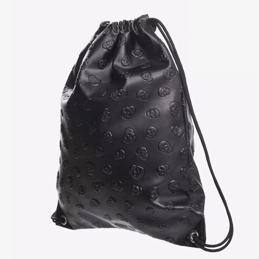 Black Skull Drawstring Bag