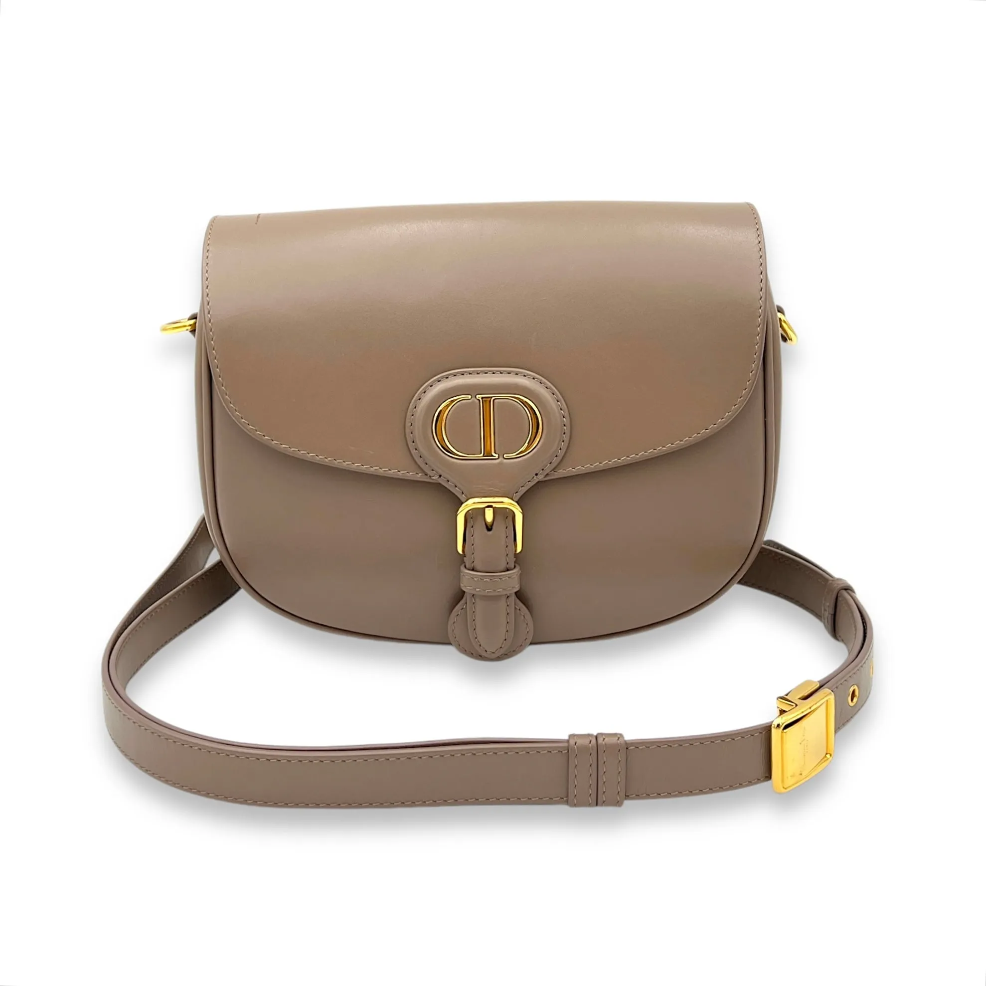 Bobby Crossbody Bag Brown in Calfskin, Gold hardware