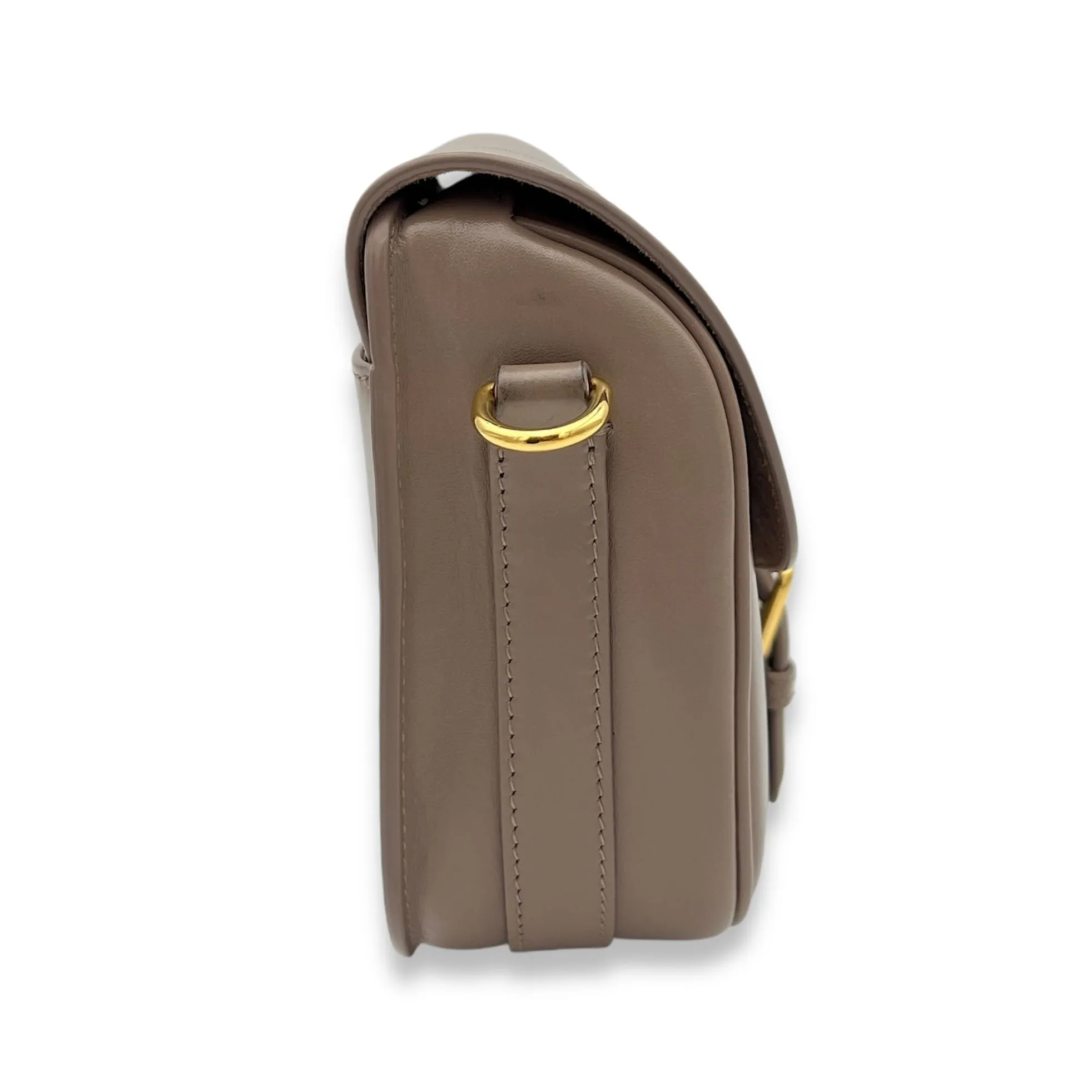 Bobby Crossbody Bag Brown in Calfskin, Gold hardware