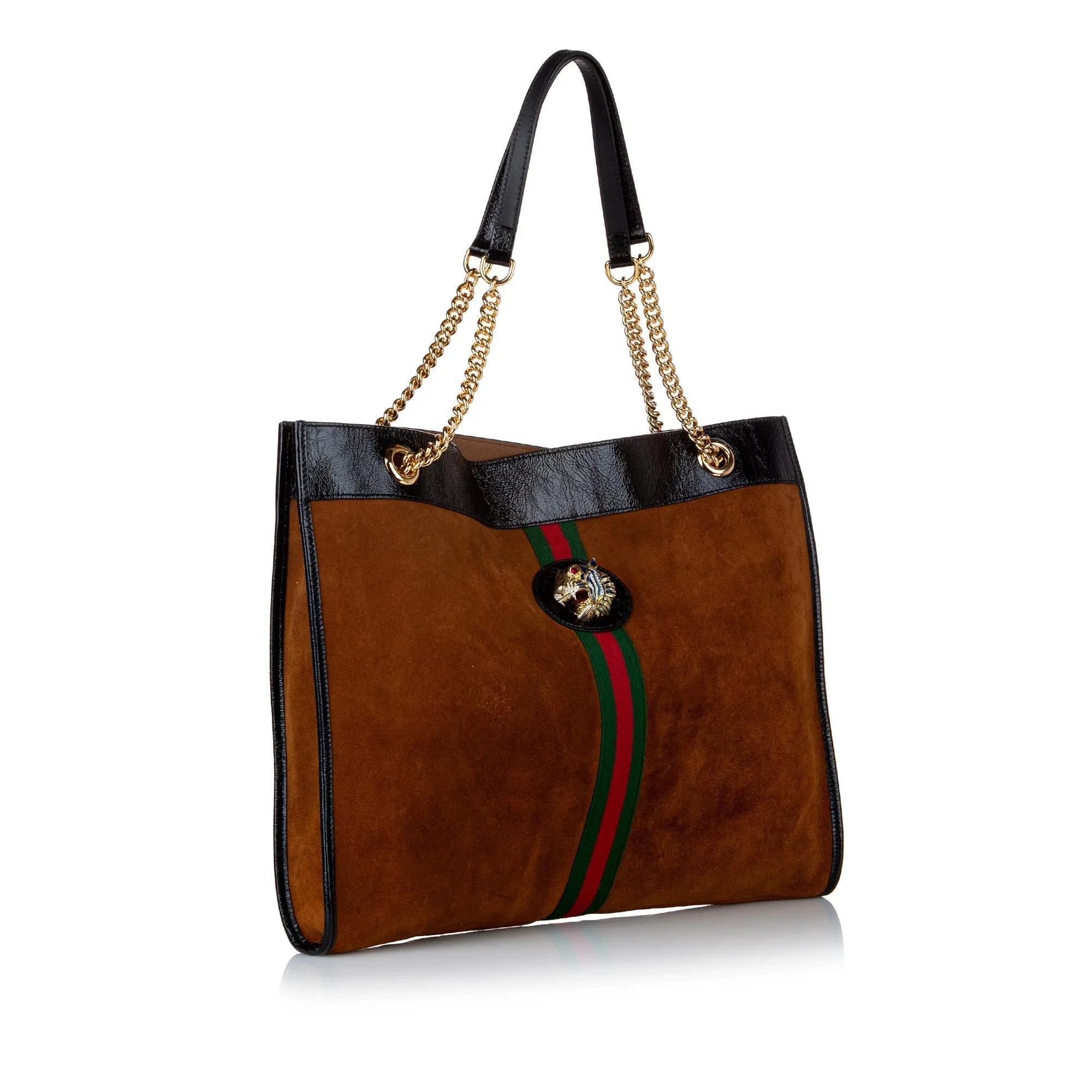 Brown Gucci Suede Rajah Tote Bag