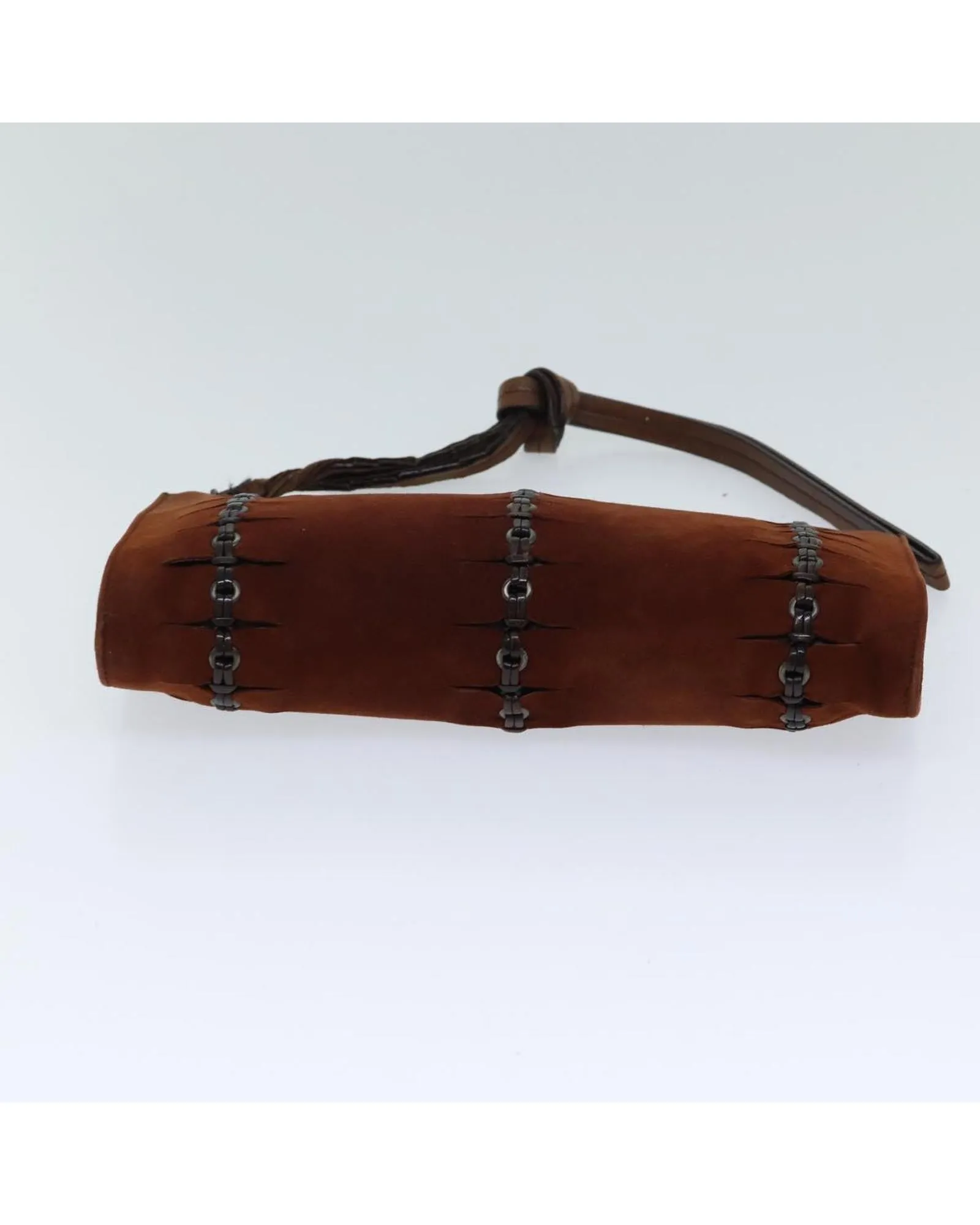 Brown Suede Pouch with Metal Fittings