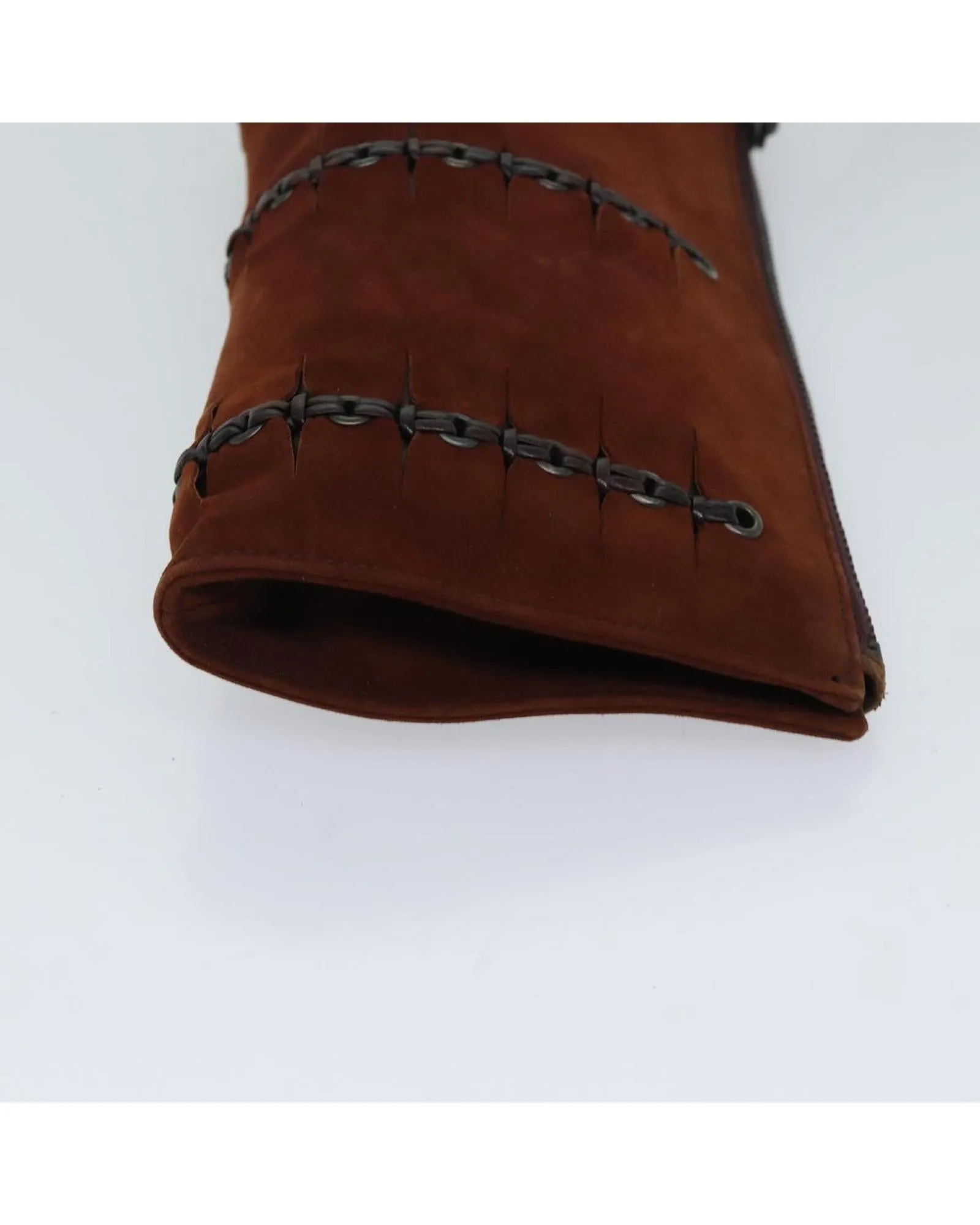 Brown Suede Pouch with Metal Fittings