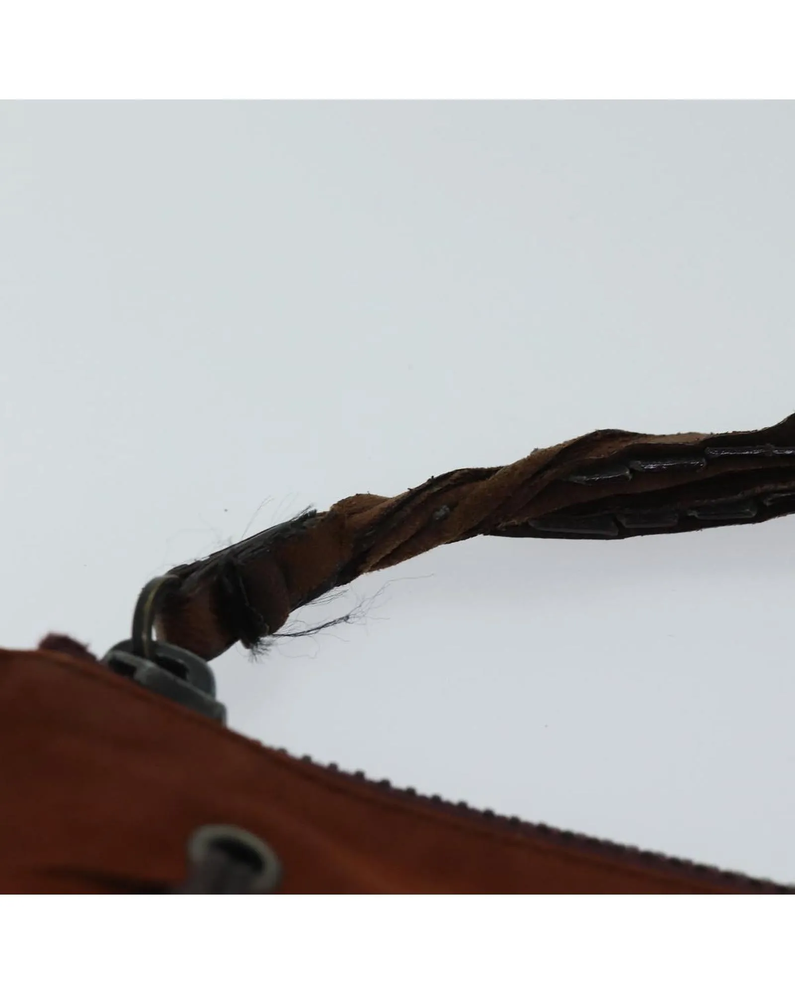 Brown Suede Pouch with Metal Fittings