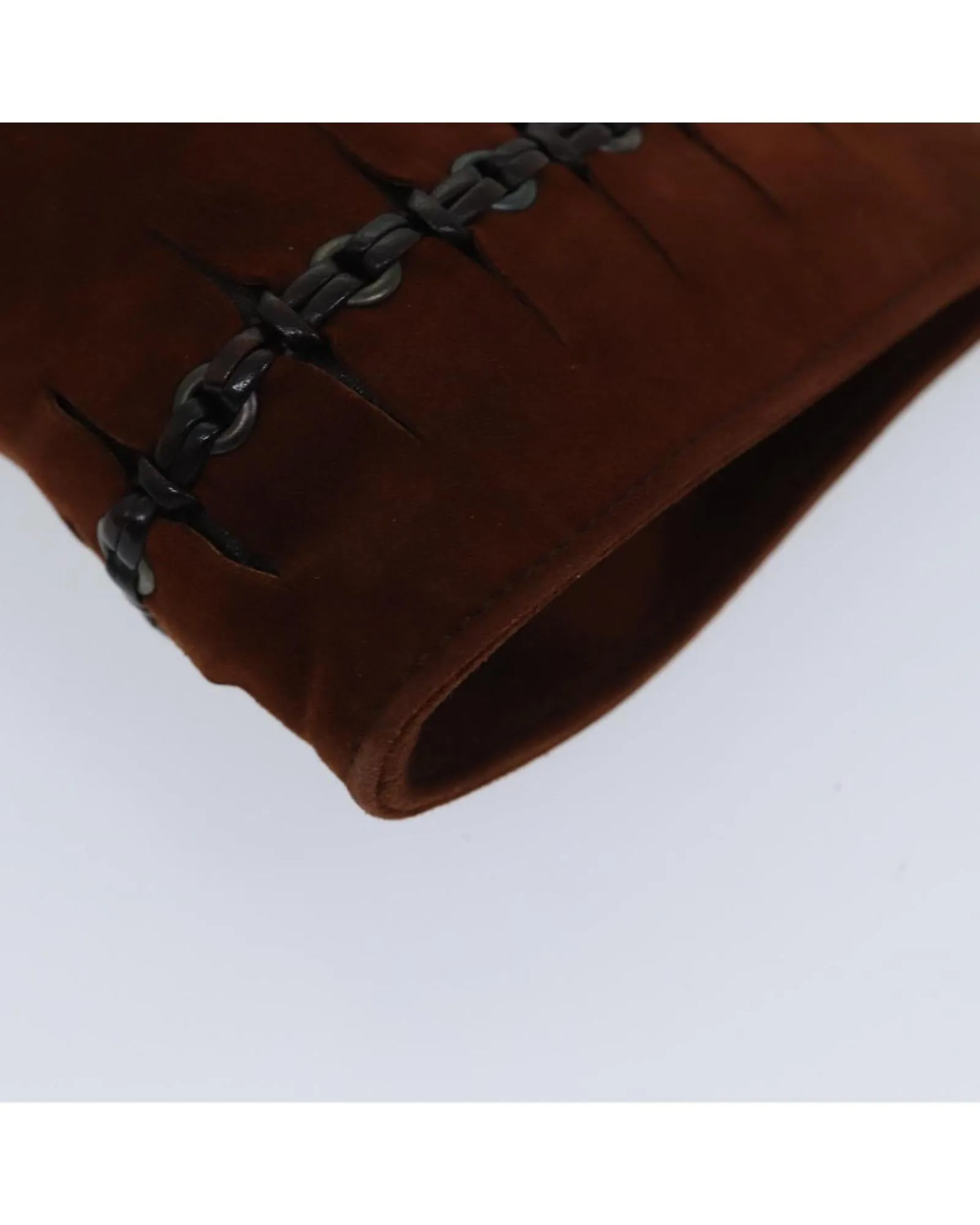 Brown Suede Pouch with Metal Fittings