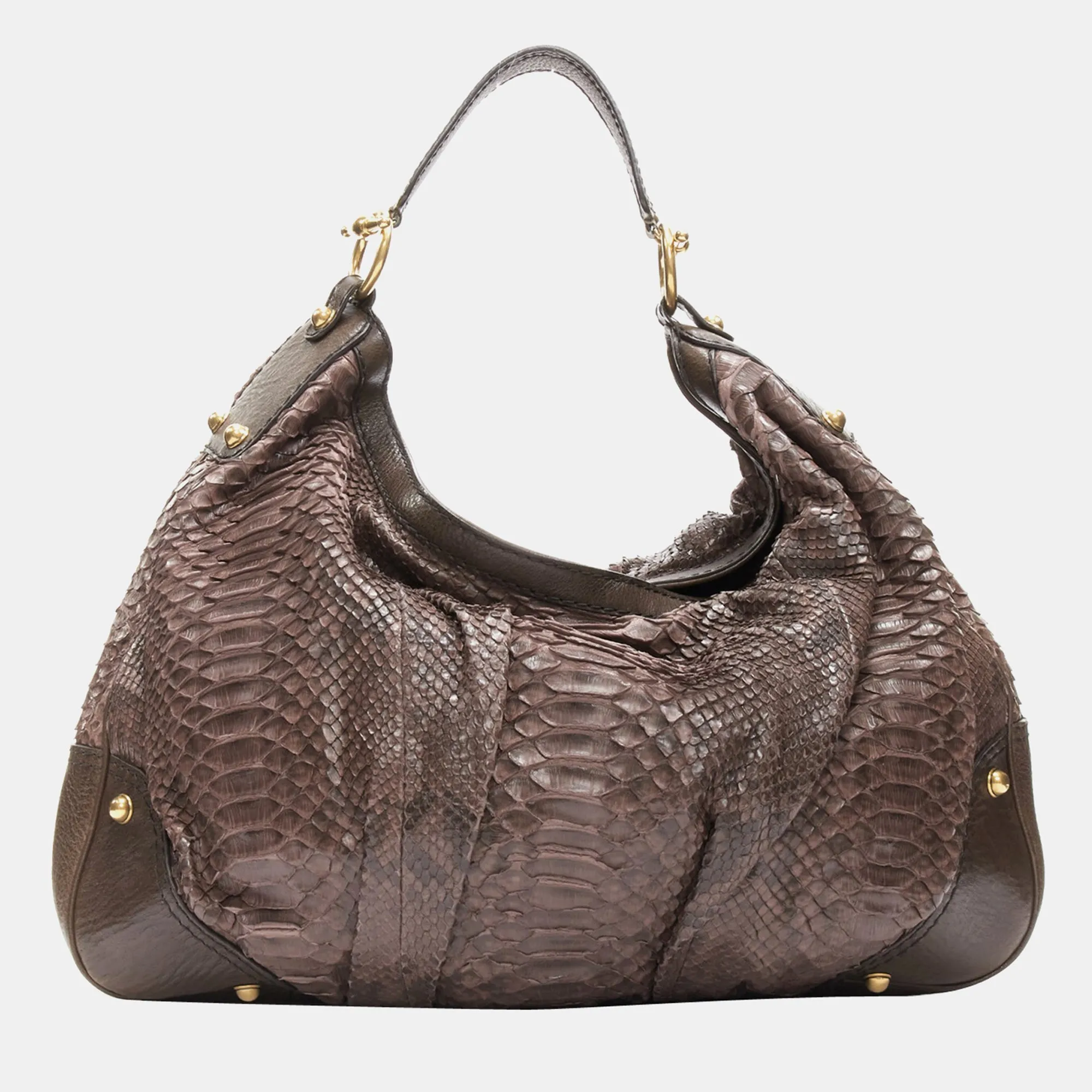 Burgundy Python Leather Jockey Hobo Bag