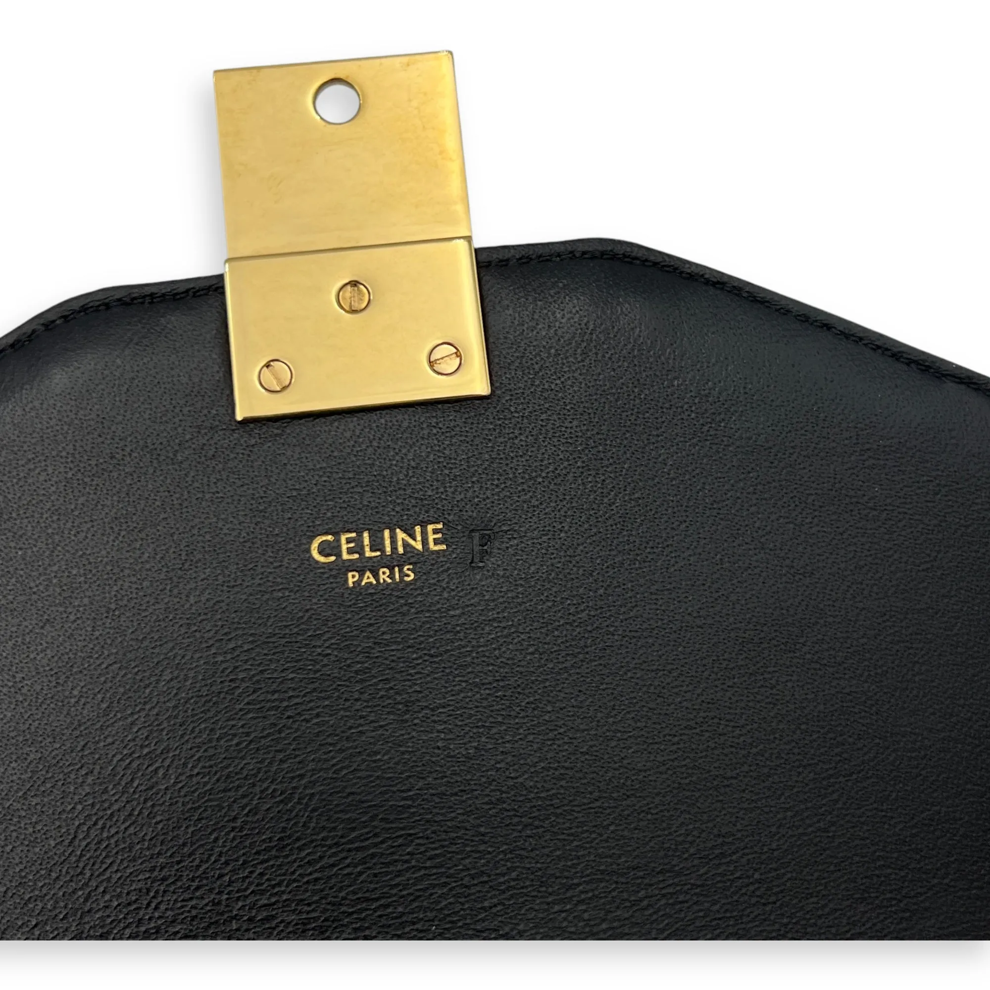 C Crossbody Bag Black in Calfskin, Gold hardware