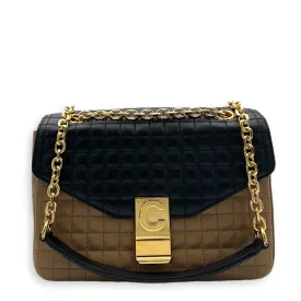 C Crossbody Bag Black in Calfskin, Gold hardware