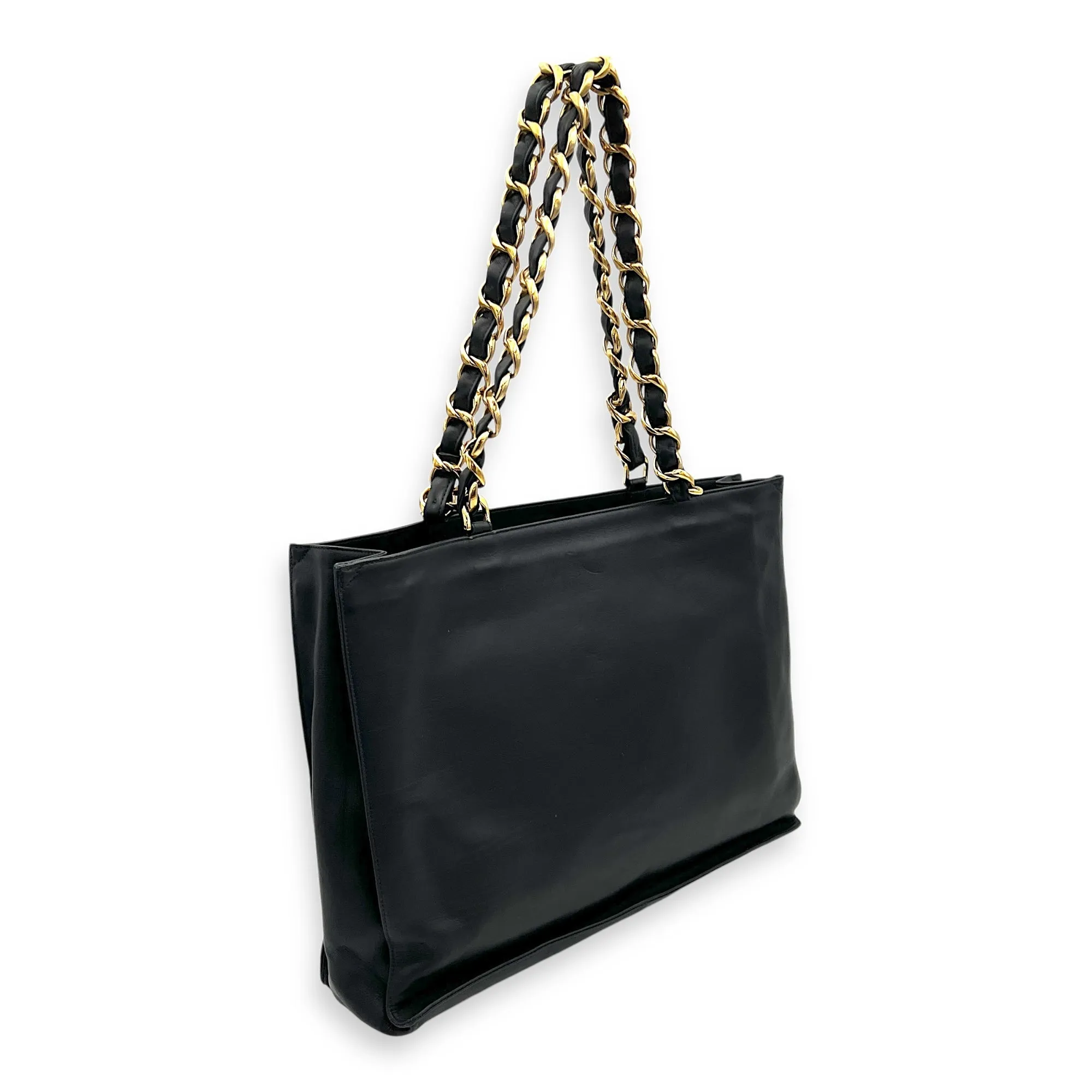 CC Black Tote Bag in Lambskin, Gold hardware