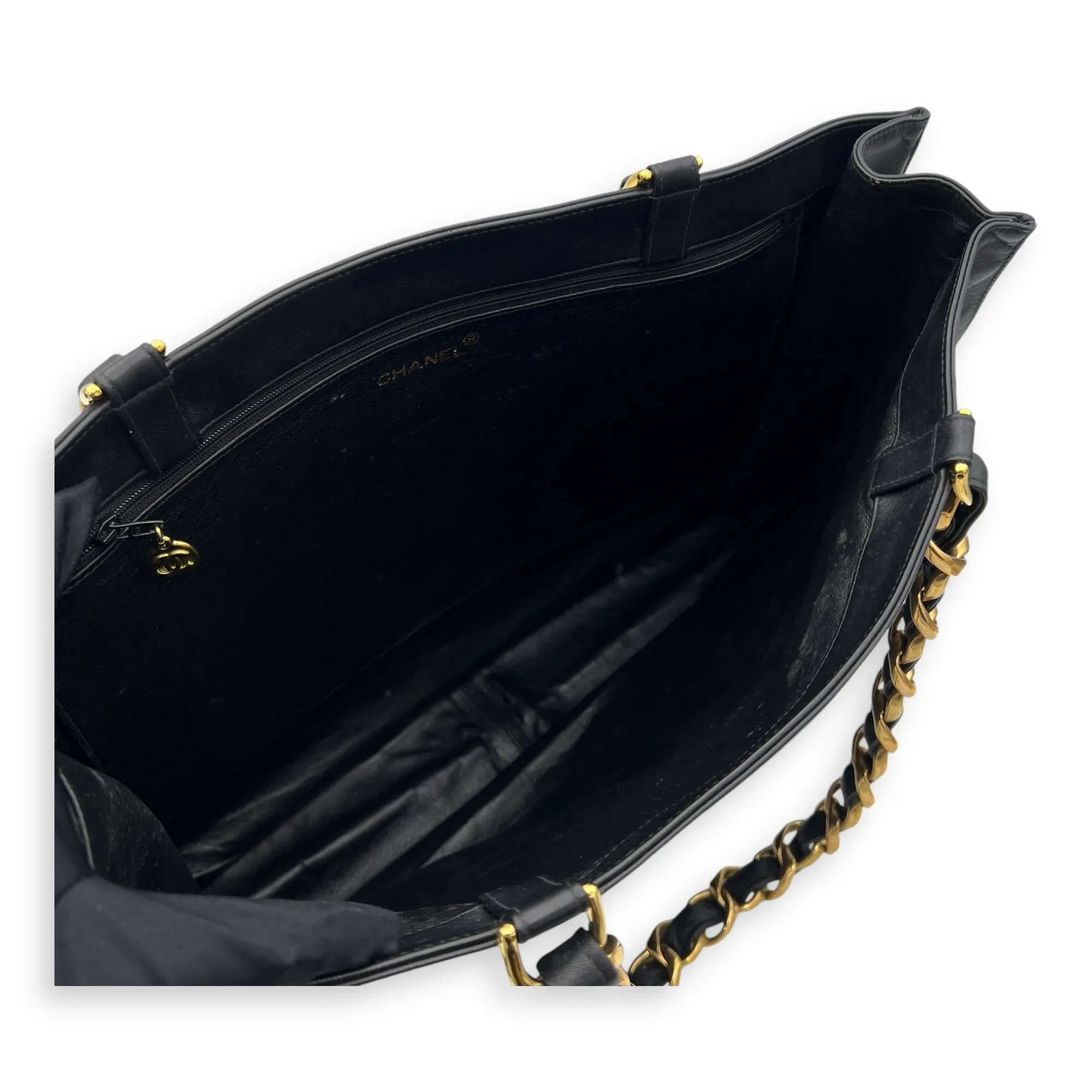 CC Black Tote Bag in Lambskin, Gold hardware