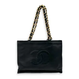 CC Black Tote Bag in Lambskin, Gold hardware