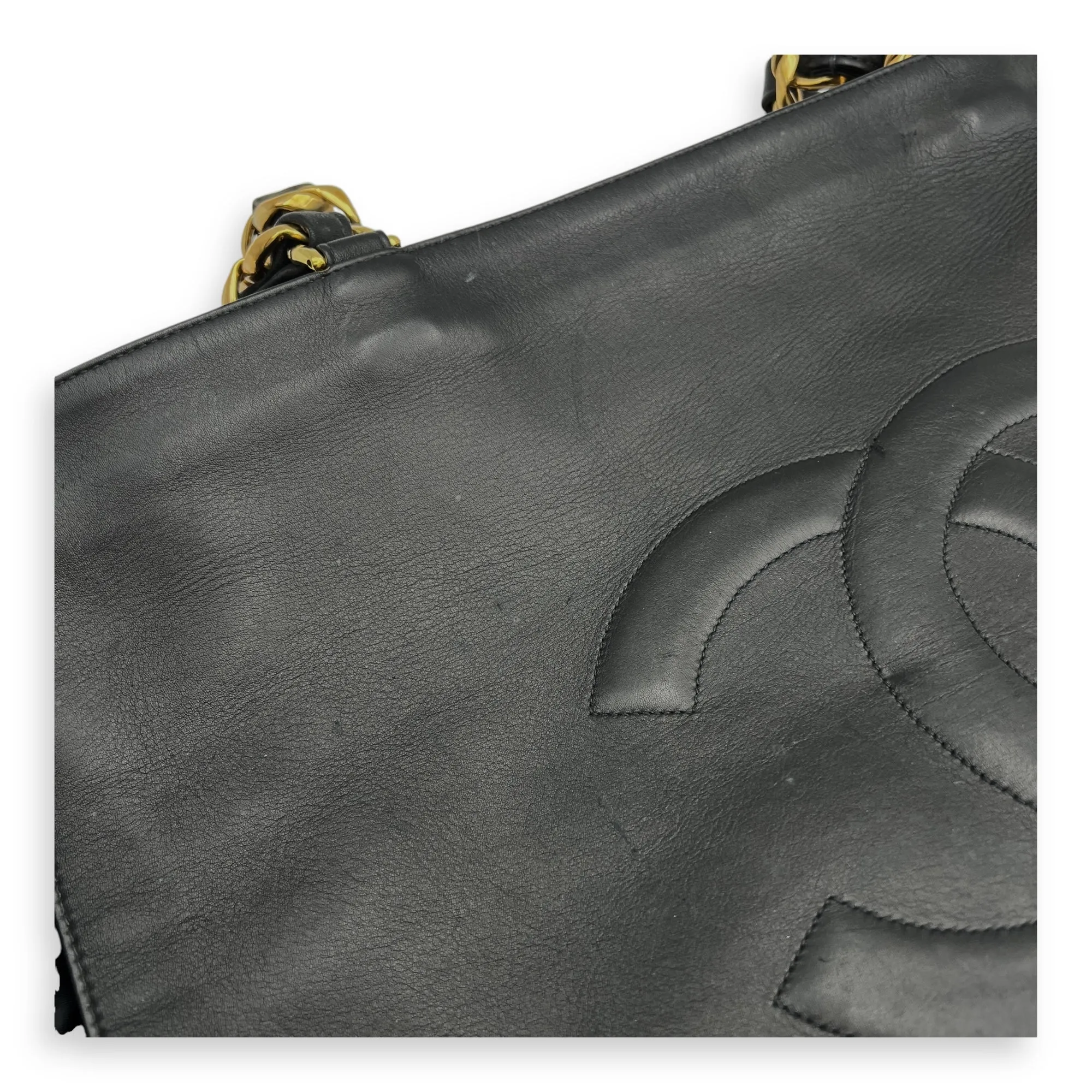 CC Black Tote Bag in Lambskin, Gold hardware