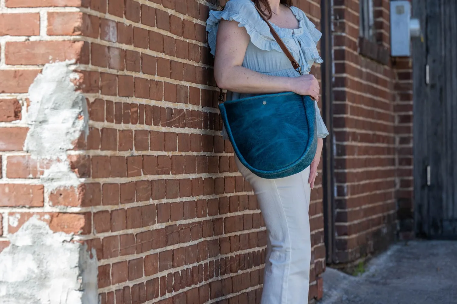 CELESTE LEATHER HOBO BAG - COBALT BISON