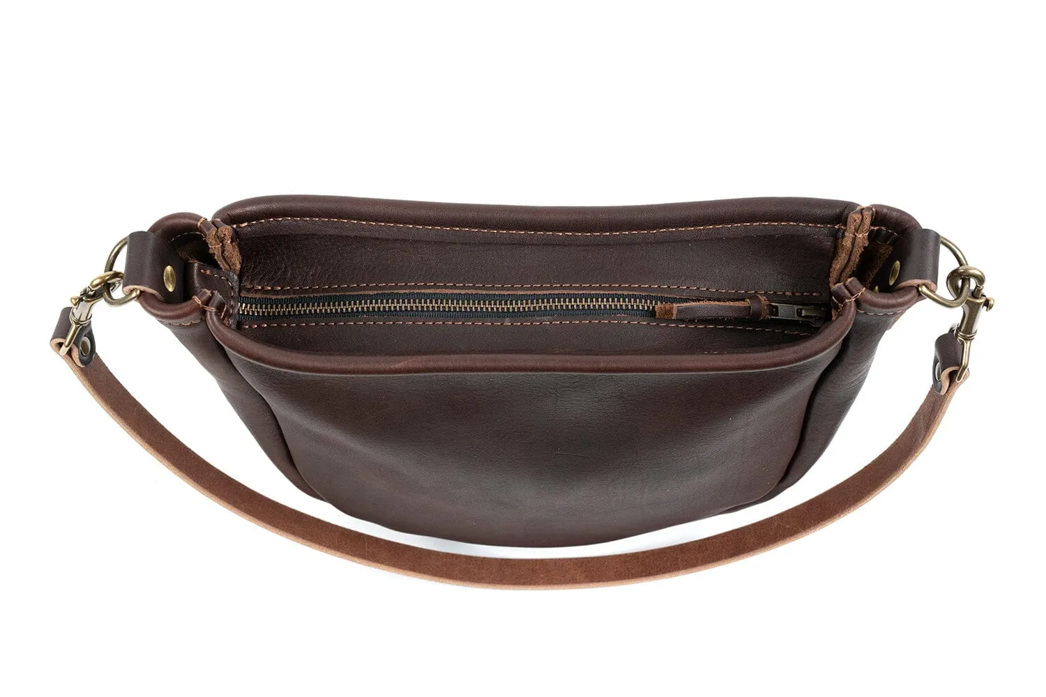 CELESTE LEATHER HOBO BAG - LARGE - COGNAC BISON