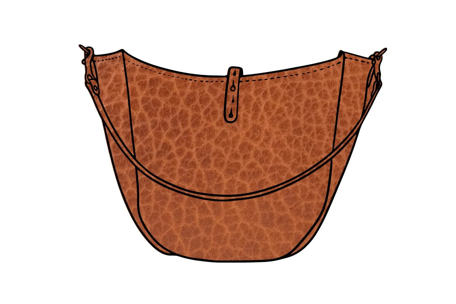 CELESTE LEATHER HOBO BAG - LARGE - COGNAC BISON