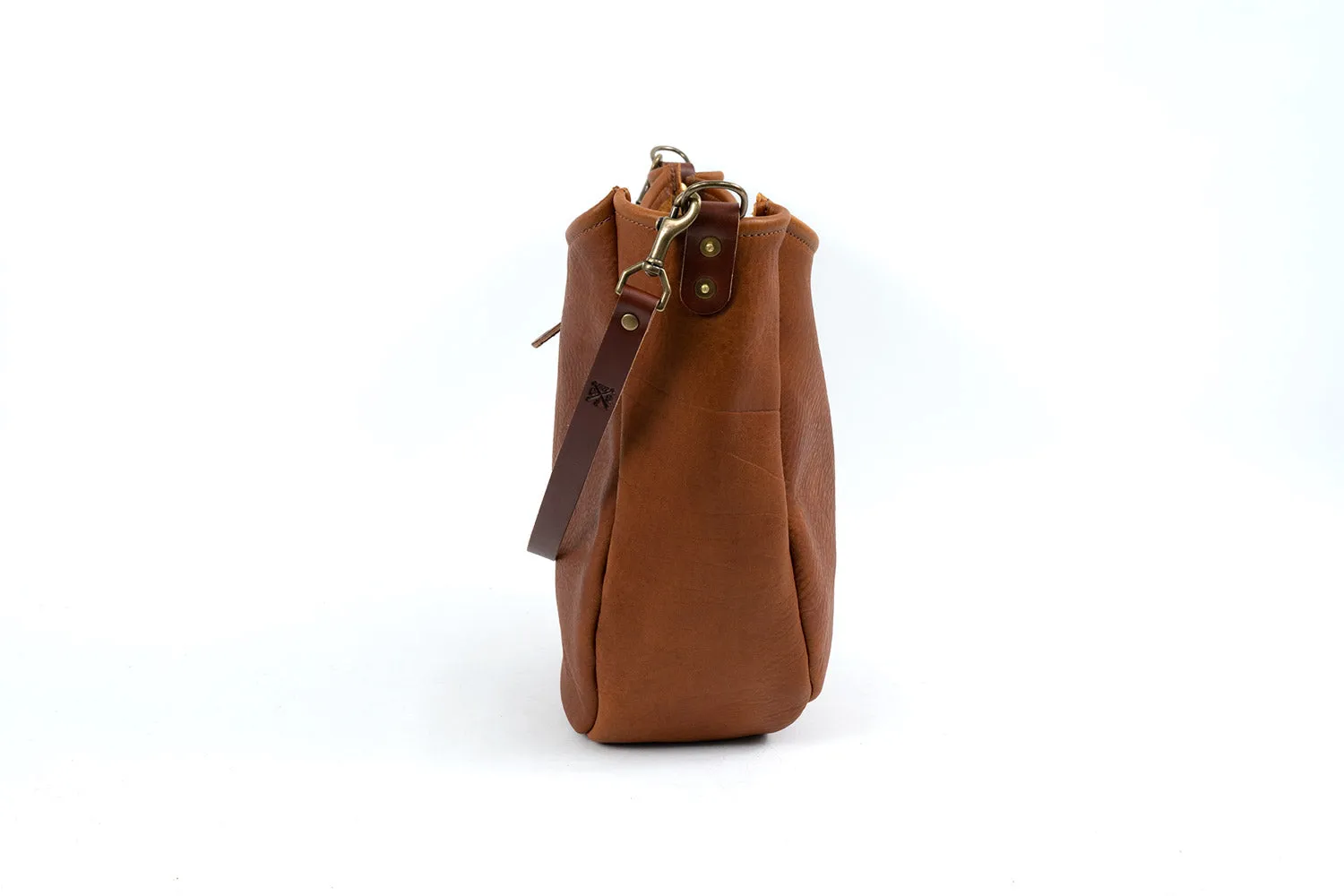 CELESTE LEATHER HOBO BAG - LARGE - COGNAC BISON