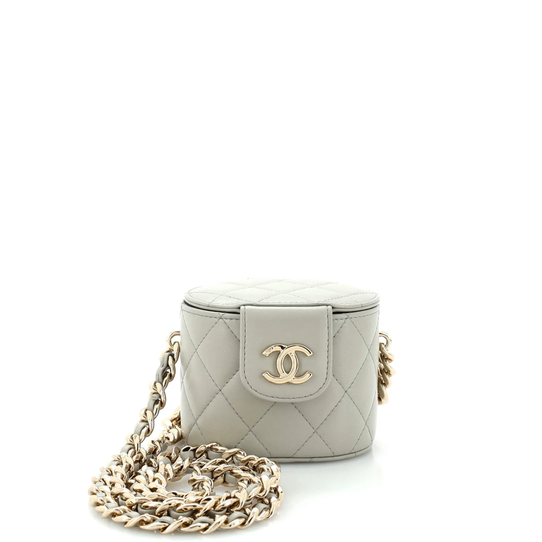 CHANEL Resin Elegant Chain Tubular Vanity Case Quilted Lambskin Mini