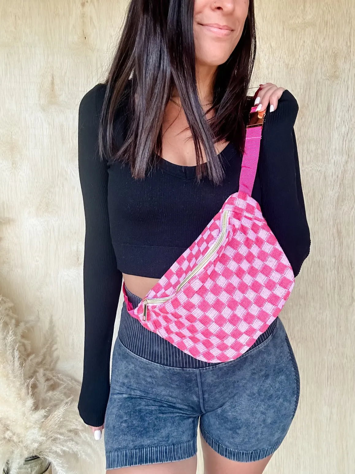 Checkered Crossbody Sling Bag