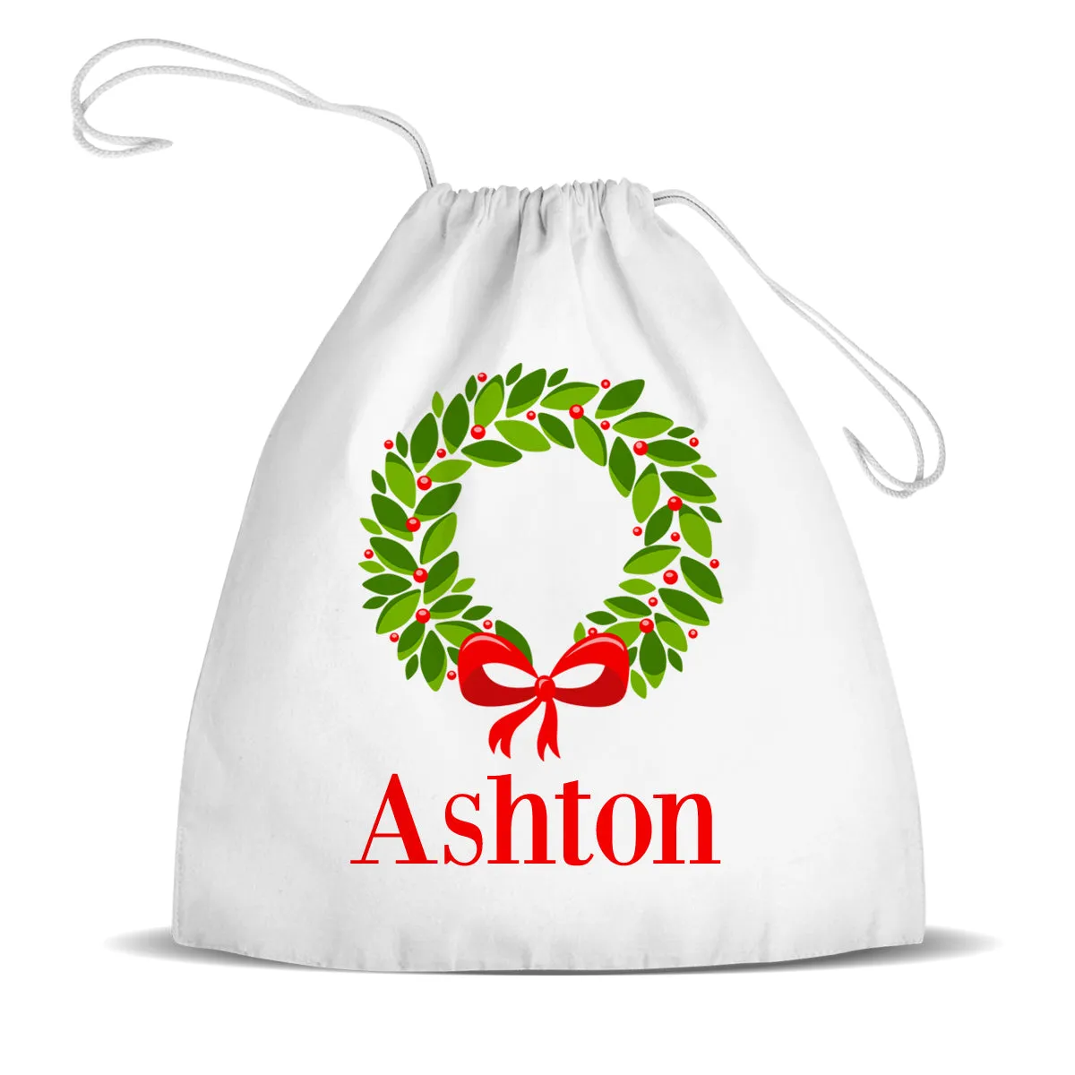 Christmas Wreath Premium Drawstring Bag