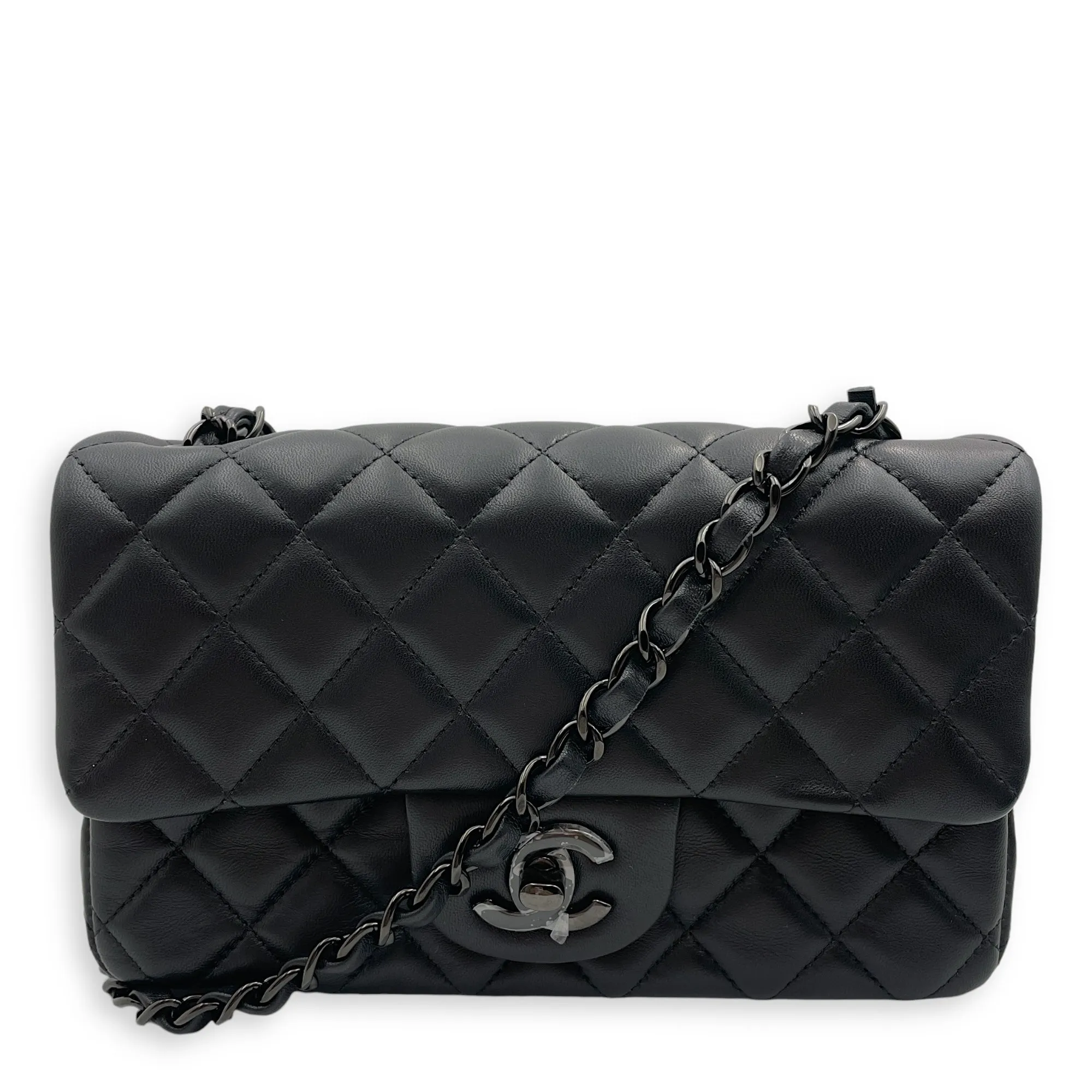 Classic So Black Mini Rectangle Mini Black Crossbody Bag in Lambskin, So Black hardware