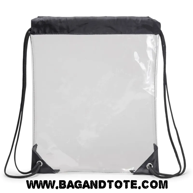 Clear Vinyl Drawstring Bag w/ Black Trim