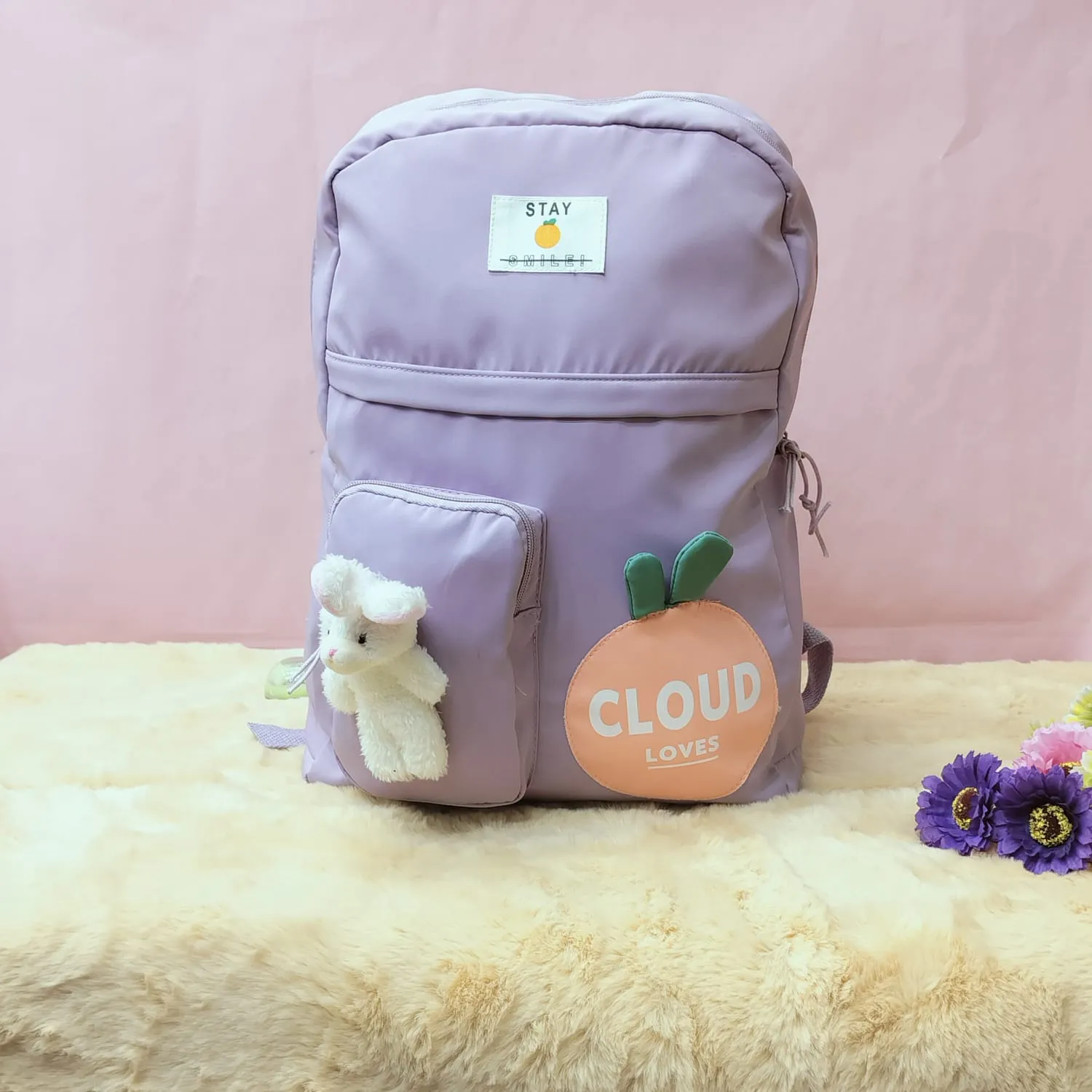 Cloud Love Printed With Mini  Bunny Fancy Backpack