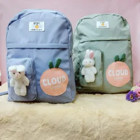 Cloud Love Printed With Mini  Bunny Fancy Backpack