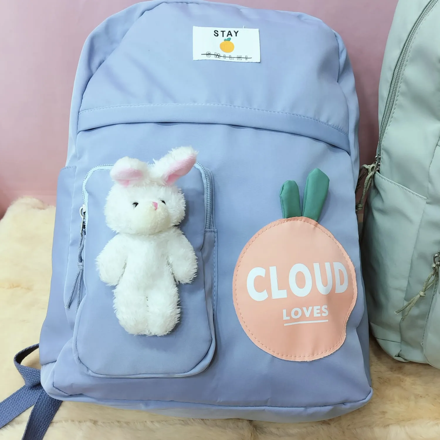 Cloud Love Printed With Mini  Bunny Fancy Backpack