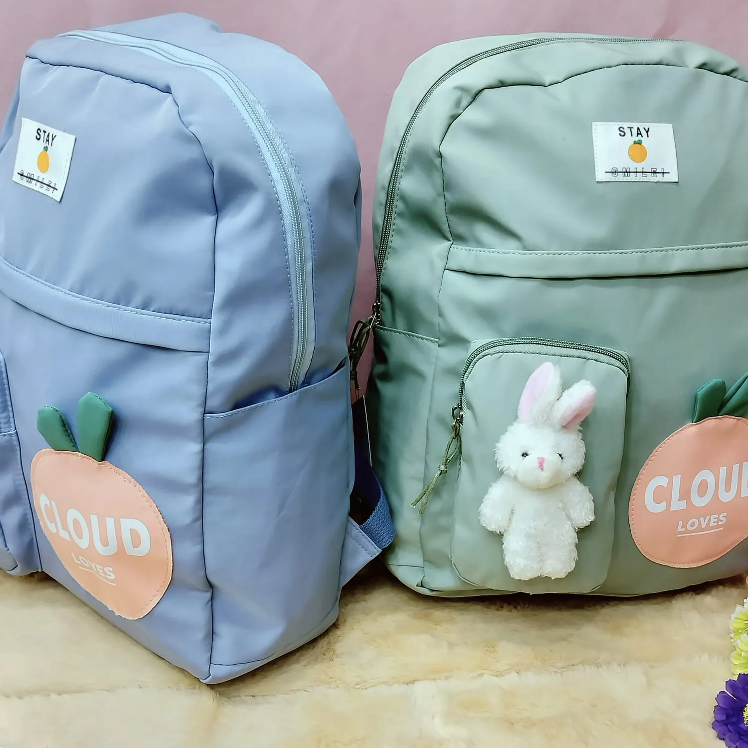 Cloud Love Printed With Mini  Bunny Fancy Backpack