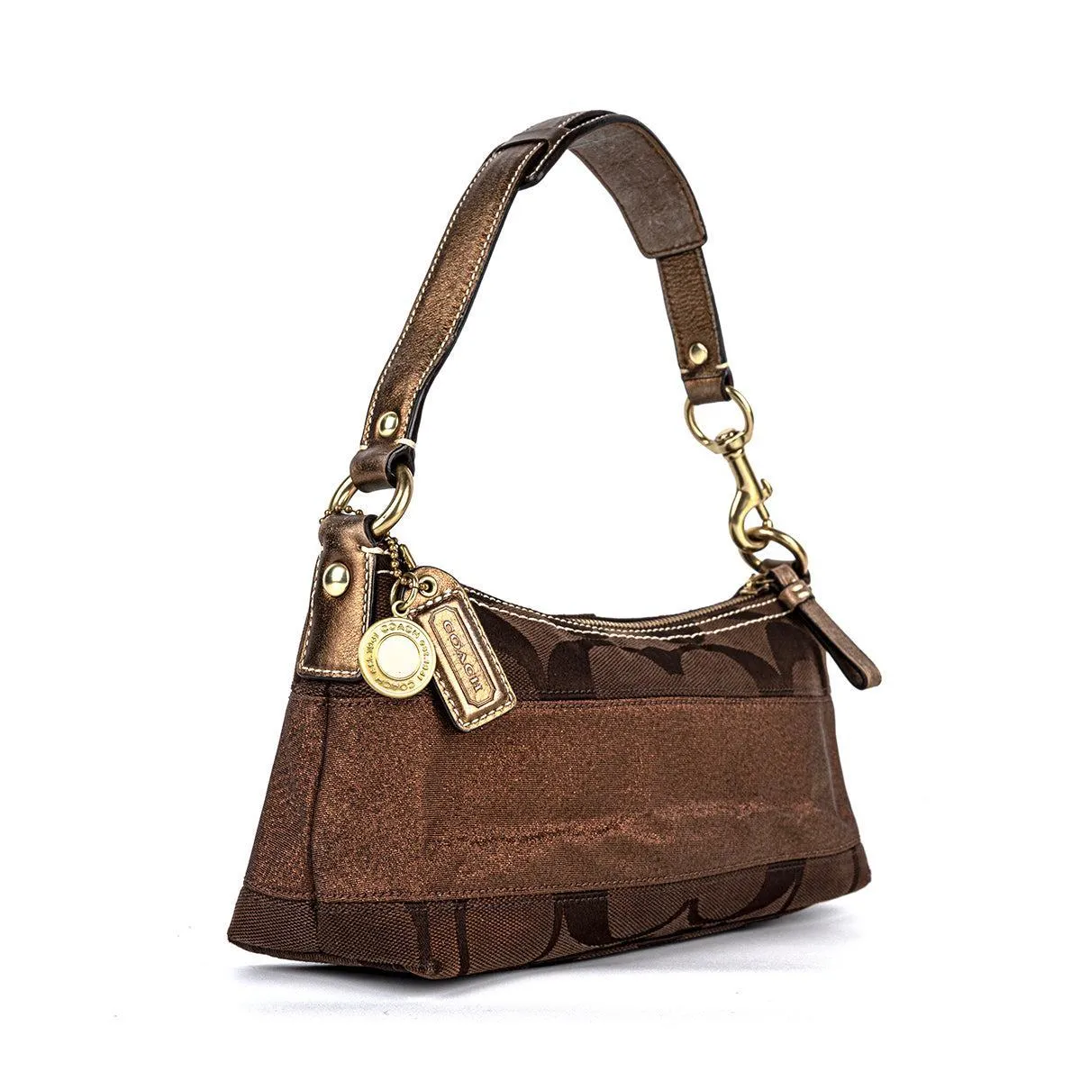 Coach Signature Hobo Bags Fabric Brown Colour For Women