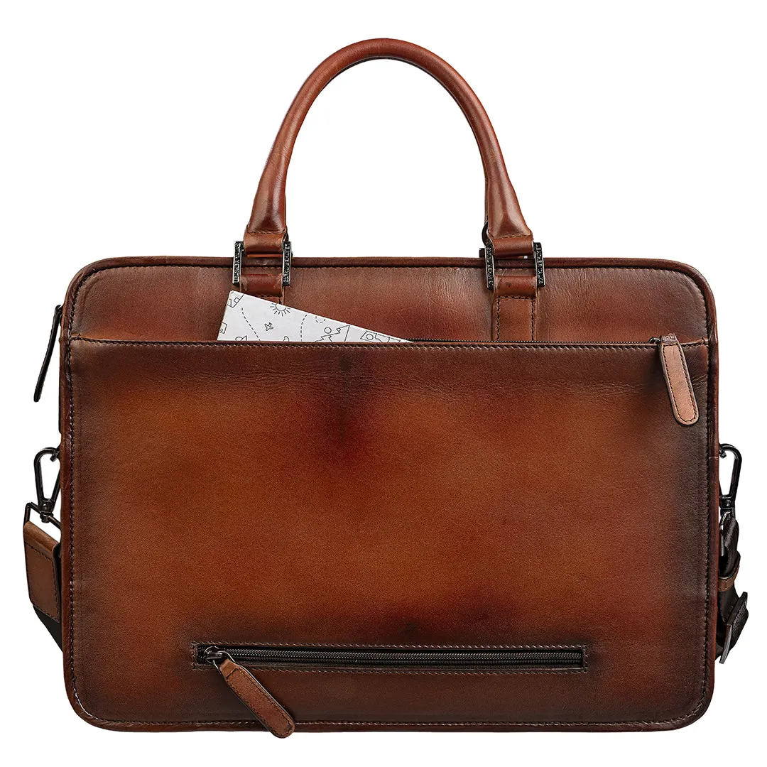 Condorium Laptop Bag | Luxury Leather Laptop/Office Bag For Men | Color: Tan