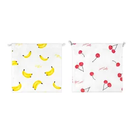 Cotton Drawstring Bag Fruit Banana/Cherry