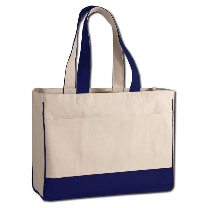 CUSTOM COTTON CANVAS TOTE BAG WITH INSIDE ZIPPER POCKET