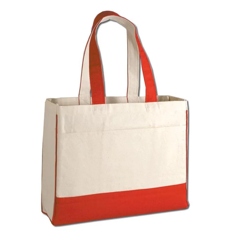 CUSTOM COTTON CANVAS TOTE BAG WITH INSIDE ZIPPER POCKET