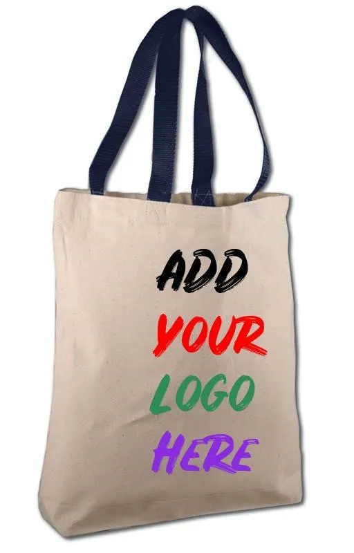 CUSTOM COTTON CANVAS TOTE BAGS WITH CONTRAST HANDLES