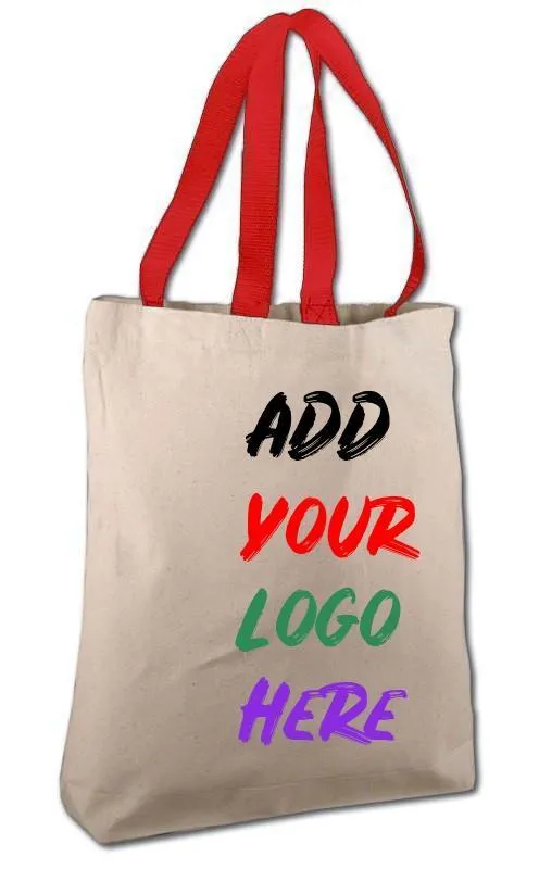 CUSTOM COTTON CANVAS TOTE BAGS WITH CONTRAST HANDLES