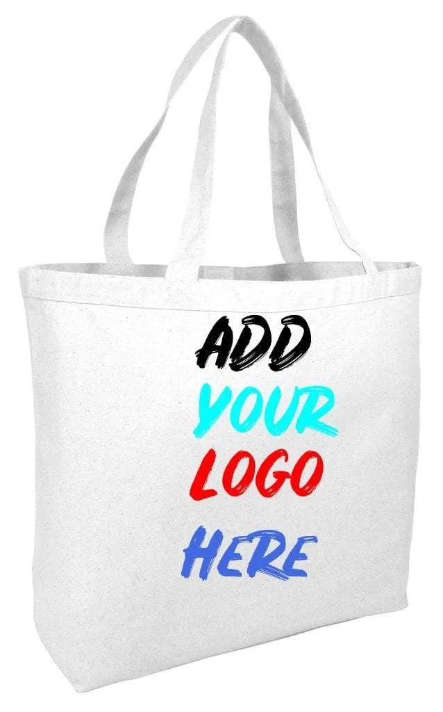 CUSTOM LARGE HEAVY CANVAS TOTE BAGS WITH HOOK AND LOOP CLOSURE