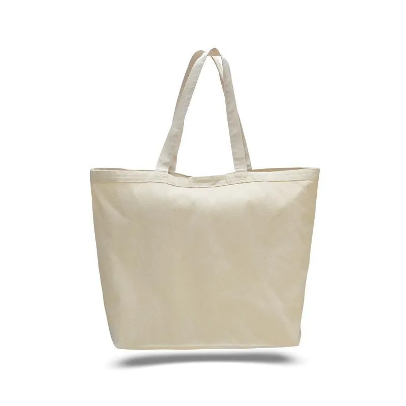 CUSTOM LARGE HEAVY CANVAS TOTE BAGS WITH HOOK AND LOOP CLOSURE